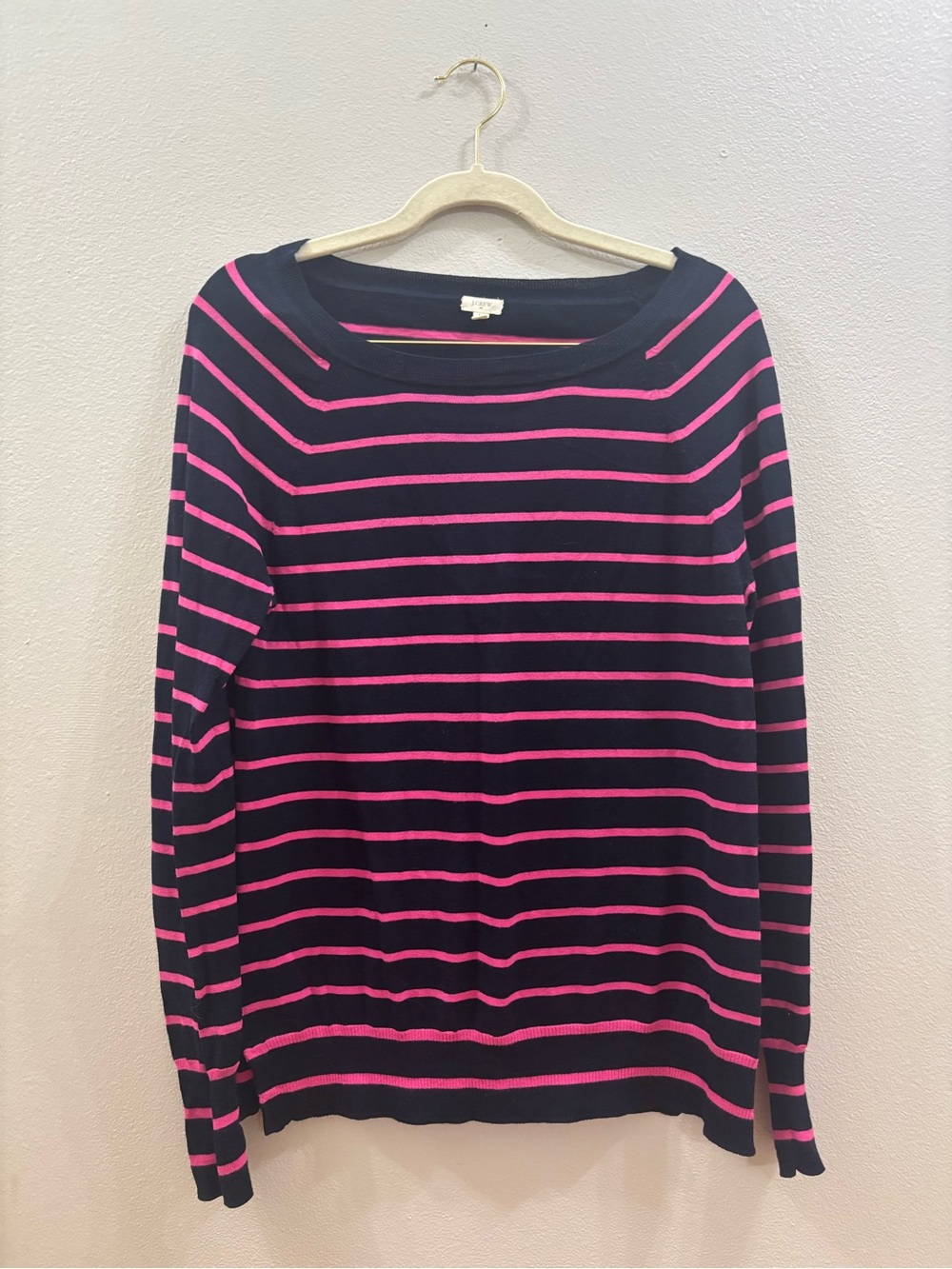 J crew factory striped Navy and Pink Boatneck Sweater - Women
